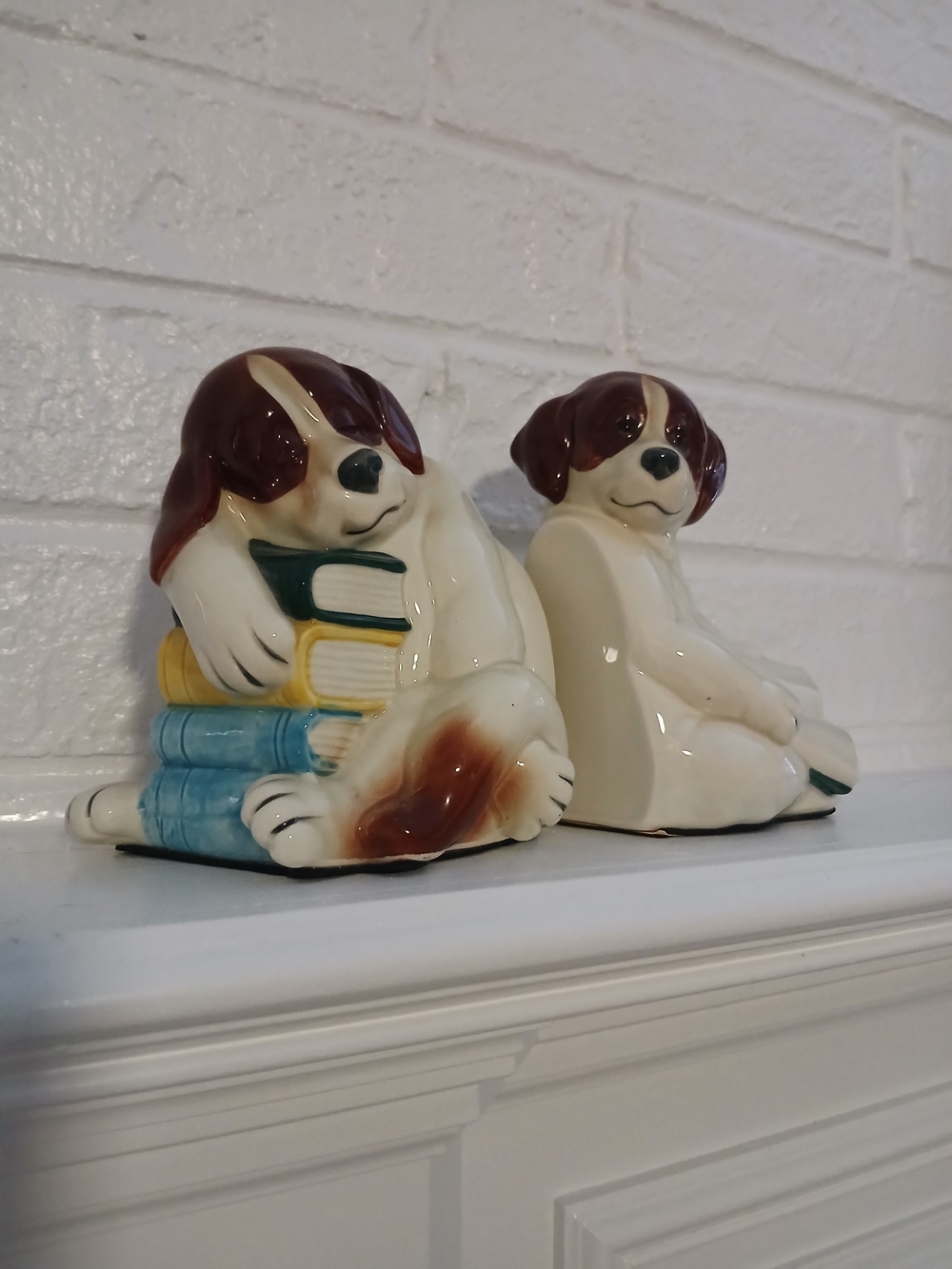 St. Bernard Saint Dog Bookends Library Shelf Books Quon-Quon Japan